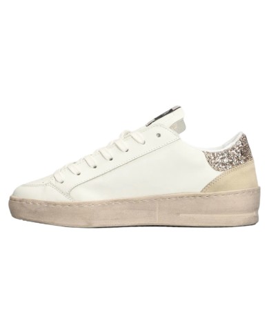 Sneakers Ama Brand Donna Slam Ama B Deluxe Leather White Taupe Glitter