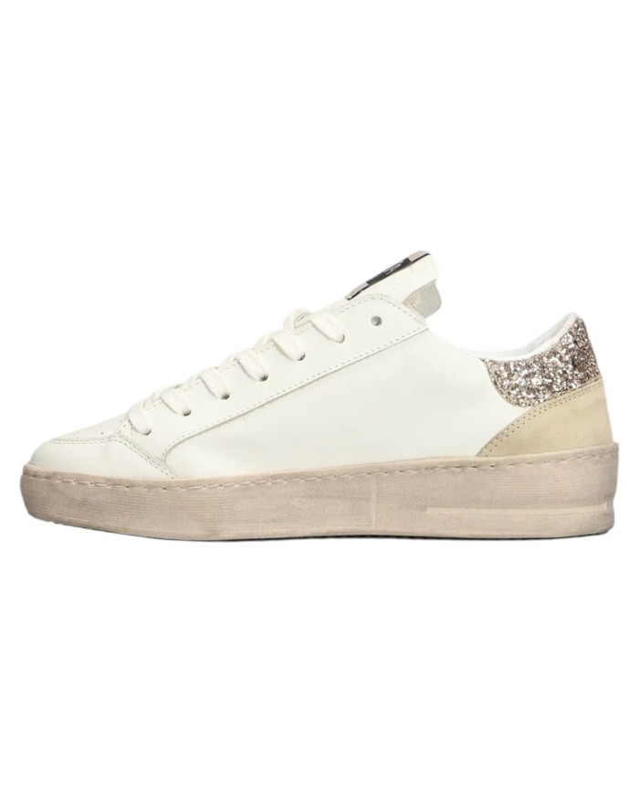 Sneakers Ama Brand Donna Slam Ama B Deluxe Leather White Taupe Glitter