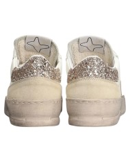 Sneakers Ama Brand Donna Slam Ama B Deluxe Leather White Taupe Glitter
