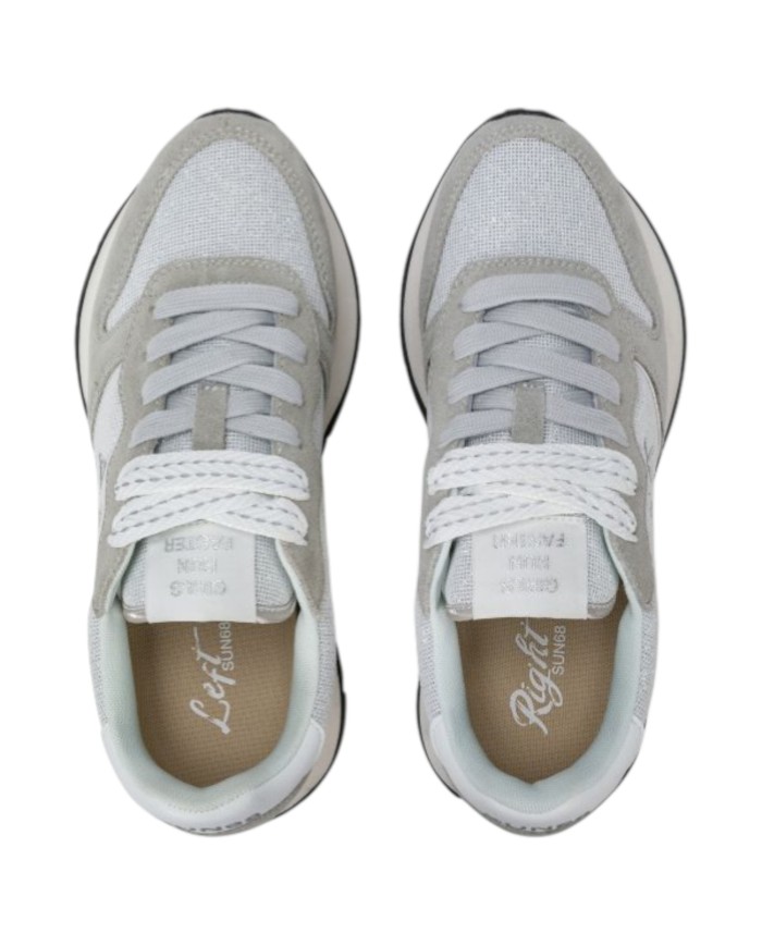 Sneakers Sun 68 Donna Ally Glitter Textile Δ X Suede Nylon Argento