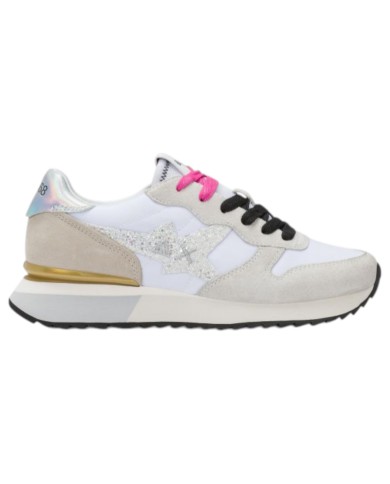 Sneakers Sun 68 Donna Stargirl Glitter Logo Δ X Suede Nylon Bianco