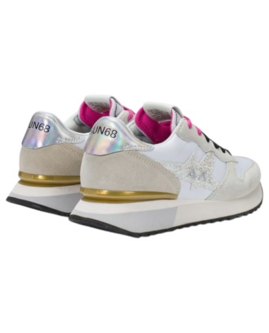 Sneakers Sun 68 Donna Stargirl Glitter Logo Δ X Suede Nylon Bianco