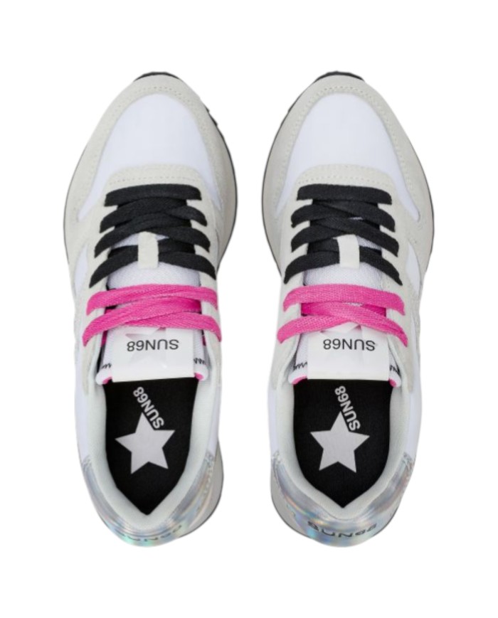 Sneakers Sun 68 Donna Stargirl Glitter Logo Δ X Suede Nylon Bianco