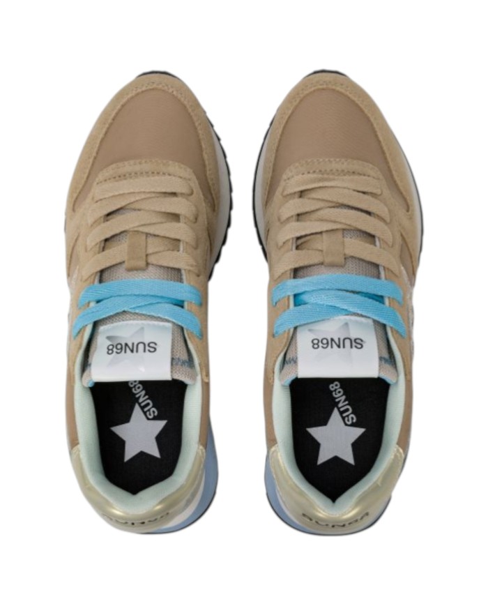 Sneakers Sun 68 Donna Stargirl Glitter Logo Δ X Suede Nylon Beige