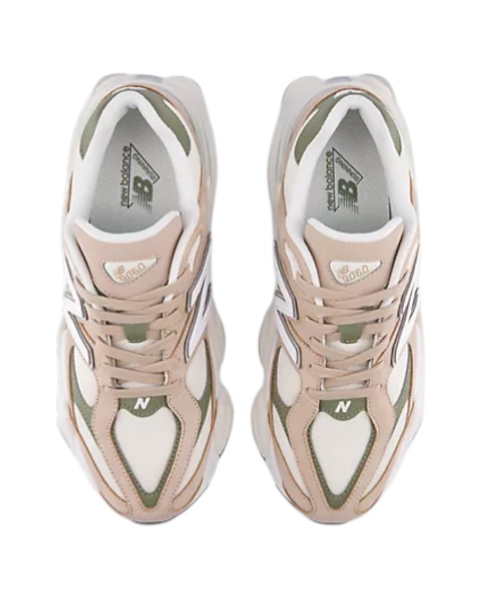 Sneakers New Balance Uomo 9060 Leather Suede Mesh Taupe Olive Green