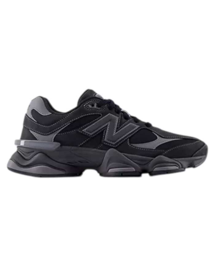 Sneakers New Balance Uomo 9060 Leather Suede Mesh Black Castlerock Grey