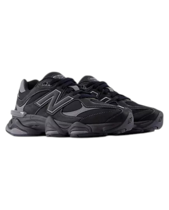 Sneakers New Balance Uomo 9060 Leather Suede Mesh Black Castlerock Grey