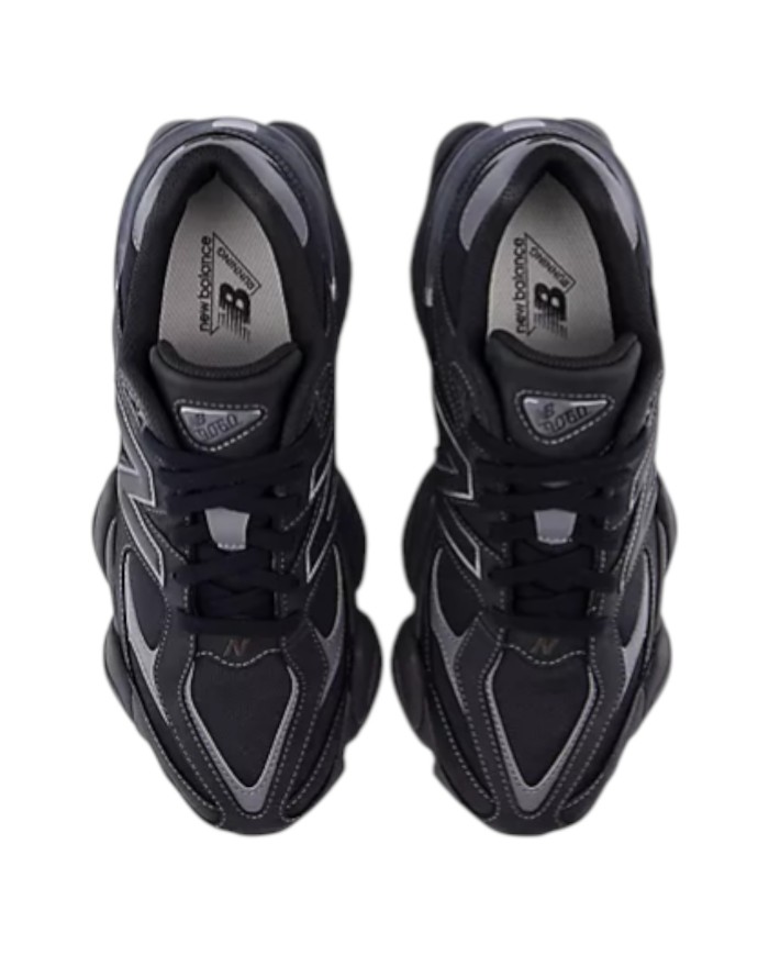 Sneakers New Balance Uomo 9060 Leather Suede Mesh Black Castlerock Grey