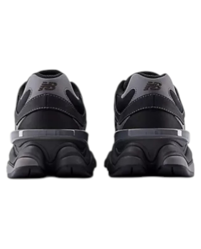 Sneakers New Balance Uomo 9060 Leather Suede Mesh Black Castlerock Grey