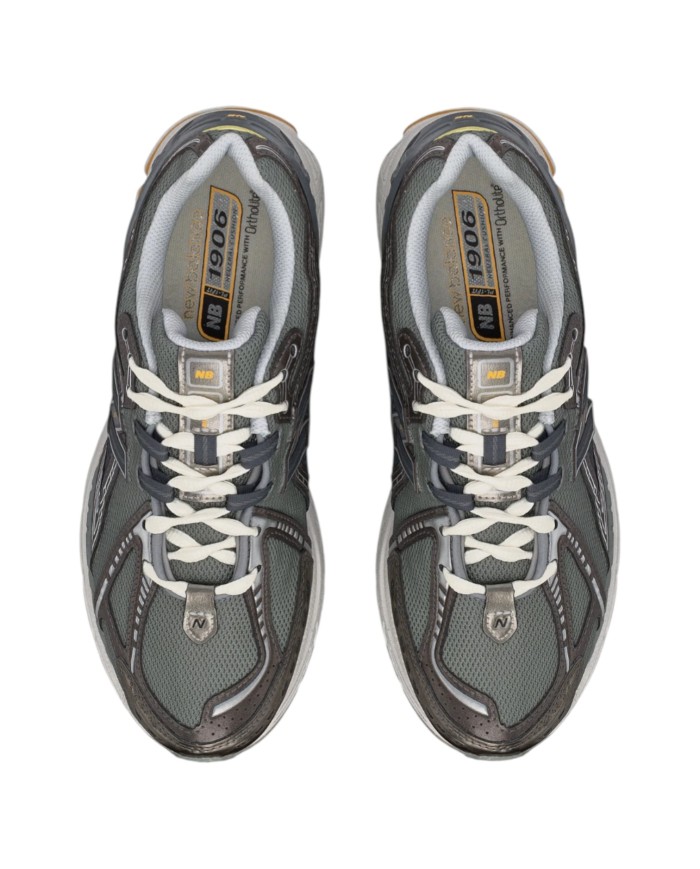 Sneakers Uomo New Balance Unisex 1906 Mesh Leather Slate Grey Black Metallic White Peach