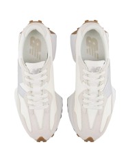 Sneakers Donna New Balance 327 Mesh Leather Suede White Angora Silver Metallic