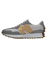 Sneakers Donna New Balance 327 Mesh Leather Suede White Grey Matter Gold Metallic