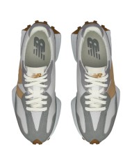 Sneakers Donna New Balance 327 Mesh Leather Suede White Grey Matter Gold Metallic