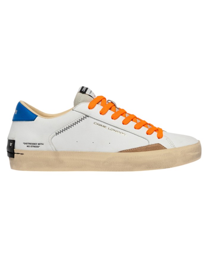 Sneakers Crime London Uomo Distressed Low Leather Suede White Blue
