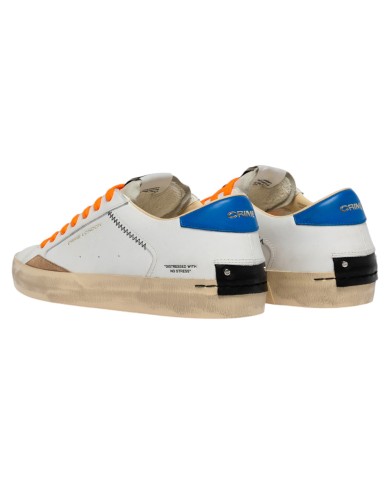 Sneakers Crime London Uomo Distressed Low Leather Suede White Blue