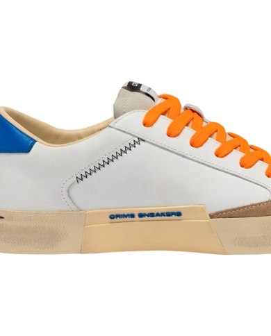 Sneakers Crime London Uomo Distressed Low Leather Suede White Blue