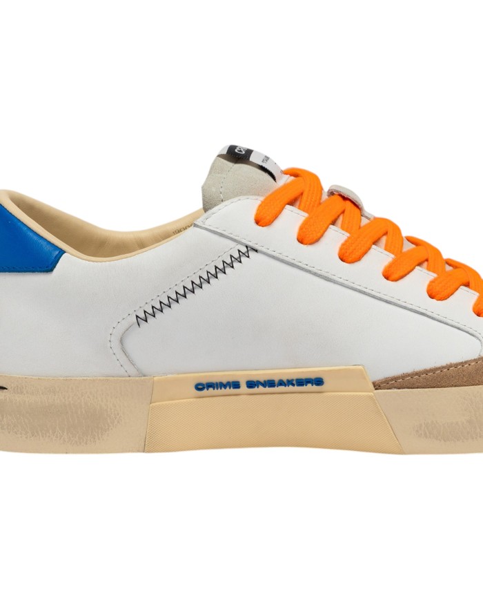 Sneakers Crime London Uomo Distressed Low Leather Suede White Blue