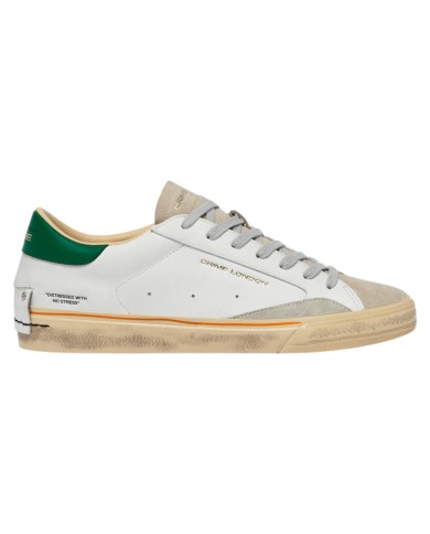 Sneakers Crime London Uomo Distressed 2.0 Leather Suede White Forest Green