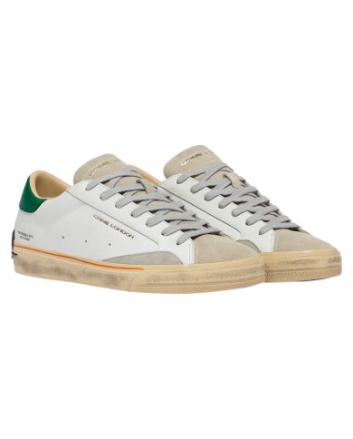 Sneakers Crime London Uomo Distressed 2.0 Leather Suede White Forest Green