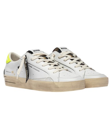Sneaker Crime London Uomo Sk8 Deluxe Leather White Camo Yellow