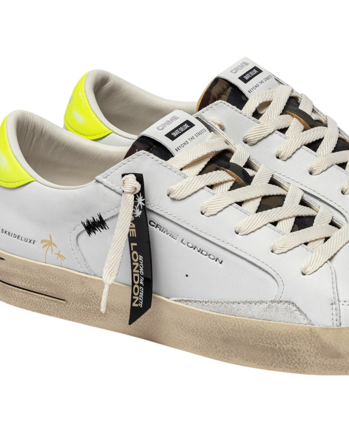Sneaker Crime London Uomo Sk8 Deluxe Leather White Camo Yellow