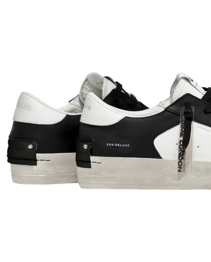 Sneaker Crime London Uomo Sk8 Deluxe Leather Black White