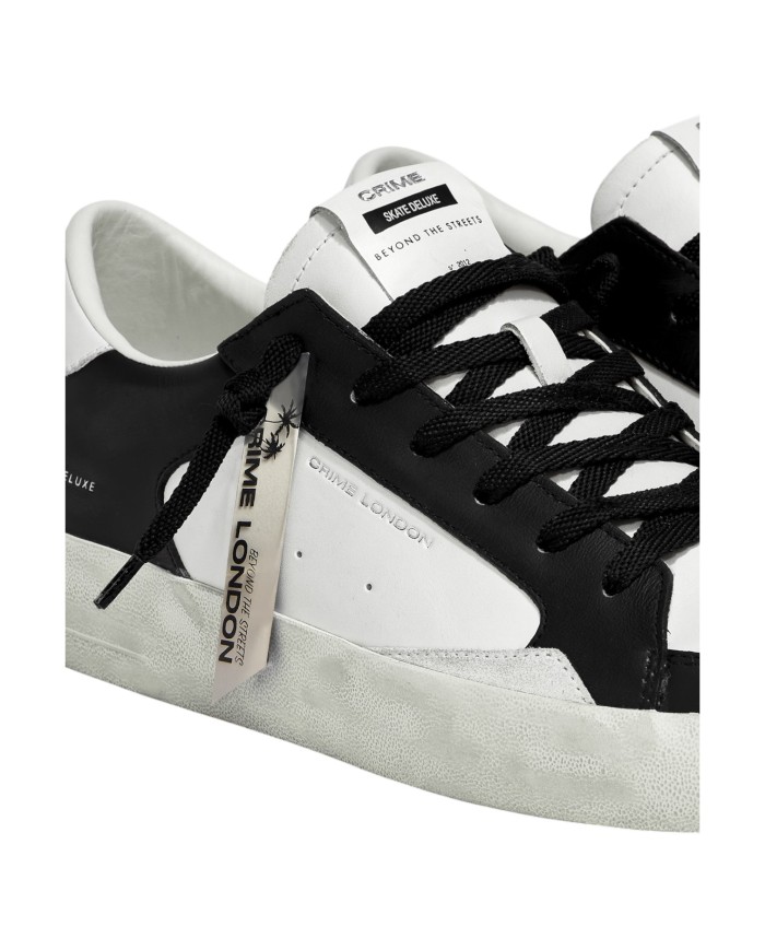 Sneaker Crime London Uomo Sk8 Deluxe Leather Black White