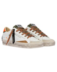 Sneaker Crime London Uomo Sk8 Deluxe Leather White Amber Tangerine
