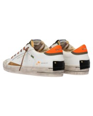 Sneaker Crime London Uomo Sk8 Deluxe Leather White Amber Tangerine