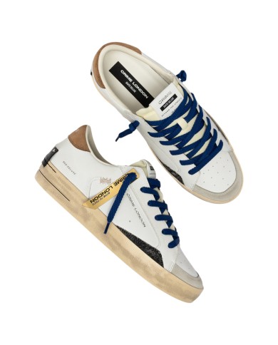 Sneaker Crime London Uomo Sk8 Deluxe Leather White Brown Sugar