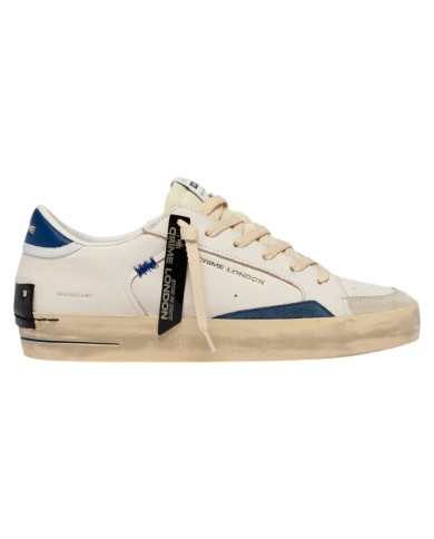 Sneaker Crime London Uomo Sk8 Deluxe Leather White Nautical Blue