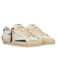 Sneaker Crime London Uomo Sk8 Deluxe Leather White Nautical Blue