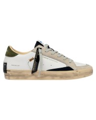 Sneaker Crime London Uomo Sk8 Deluxe Leather White Downtown Green