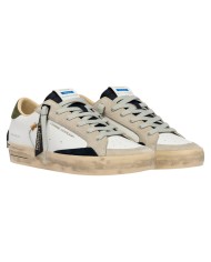 Sneaker Crime London Uomo Sk8 Deluxe Leather White Downtown Green