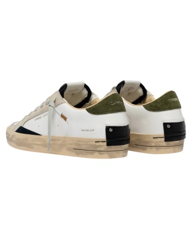 Sneaker Crime London Uomo Sk8 Deluxe Leather White Downtown Green