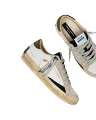 Sneaker Crime London Uomo Sk8 Deluxe Leather White Downtown Green