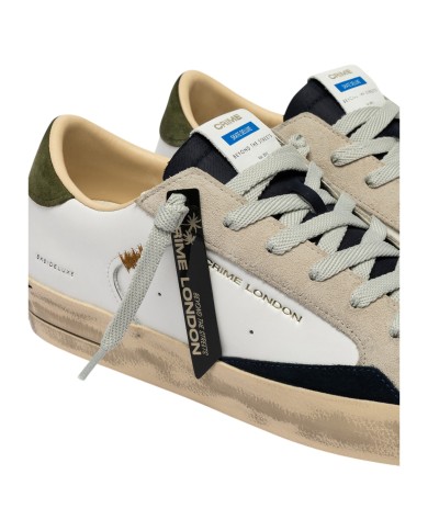 Sneaker Crime London Uomo Sk8 Deluxe Leather White Downtown Green
