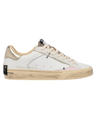 Sneaker Donna Crime London Distressed Glitter Leather White Gold You Are The Sun