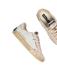 Sneaker Donna Crime London Distressed Glitter Leather White Gold You Are The Sun