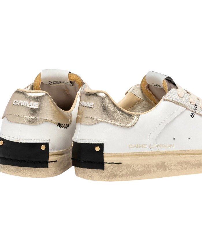 Sneaker Donna Crime London Distressed Glitter Leather White Gold You Are The Sun