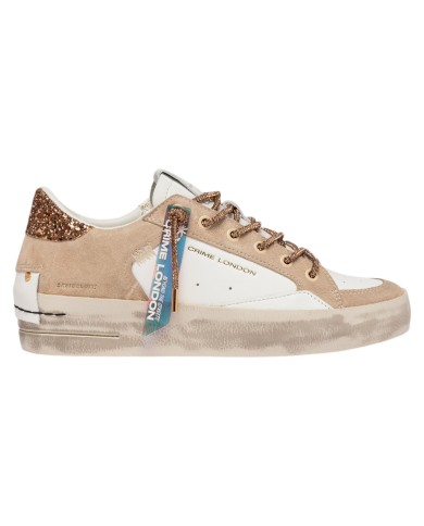 Sneakers Crime London Donna Sk8 Deluxe Suede Leather White Sand Champagne Dust