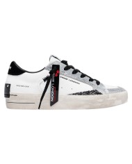 Sneakers Crime London Donna Sk8 Deluxe Suede Leather White Black Whisper