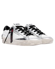 Sneakers Crime London Donna Sk8 Deluxe Suede Leather White Black Whisper