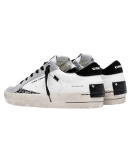 Sneakers Crime London Donna Sk8 Deluxe Suede Leather White Black Whisper