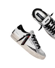 Sneakers Crime London Donna Sk8 Deluxe Suede Leather White Black Whisper