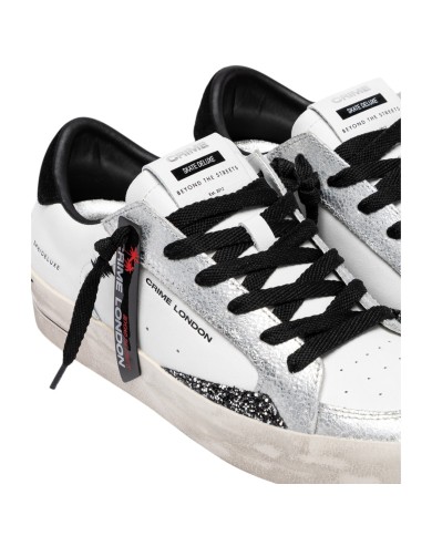 Sneakers Crime London Donna Sk8 Deluxe Suede Leather White Black Whisper