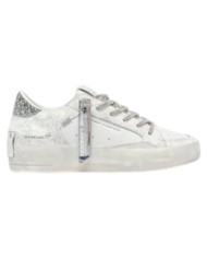Sneakers Crime London Donna Sk8 Deluxe Heel Glitter Cracked Leather White Always Shining