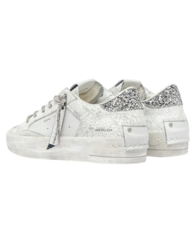 Sneakers Crime London Donna Sk8 Deluxe Heel Glitter Cracked Leather White Always Shining