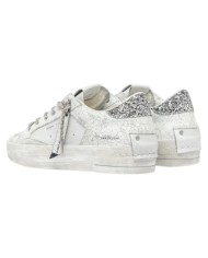 Sneakers Crime London Donna Sk8 Deluxe Heel Glitter Cracked Leather White Always Shining
