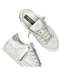 Sneakers Crime London Donna Sk8 Deluxe Heel Glitter Cracked Leather White Always Shining